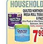 Bravo Supermarkets Quilted northern mega roll tissue 6 pack offer