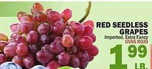 Bravo Supermarkets Red seedless grapes offer