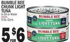 Bravo Supermarkets Bumble bee chunk light tuna offer