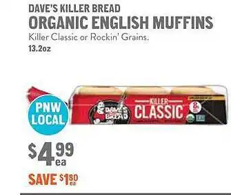 New Seasons Market Dave's killer bread organic english muffins offer