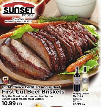 Sunset Foods Usda choice certified angus beef first cut beef briskets offer