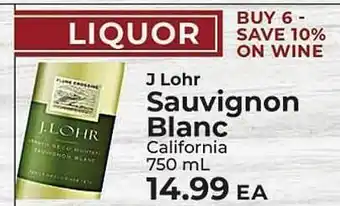 Sunset Foods J lohr sauvignon blanc offer