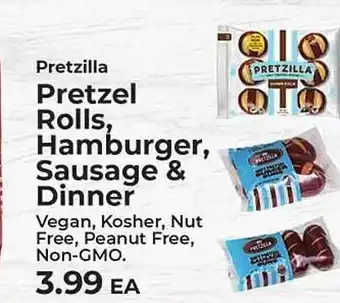 Sunset Foods Pretzilla pretzel rolls, hamburger, sausage & dinner offer