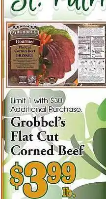 Village Market Food Centers Grobbel's flat cut corned beef offer