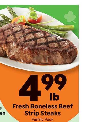 Save a Lot Fresh boneless beef strip steaks offer