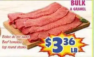 Savers Cost Plus Beef boneless top round steaks offer