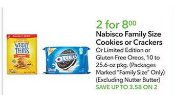 Publix Nabisco family size cookies or crackers offer