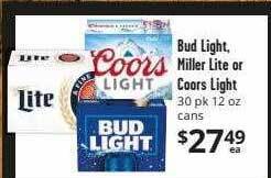 Brookshire Brothers Bud light, miller lite or coors light offer