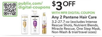 Publix Any 2 Pantene Hair Care offer