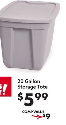 Big Lots 20 gallon storage tote offer