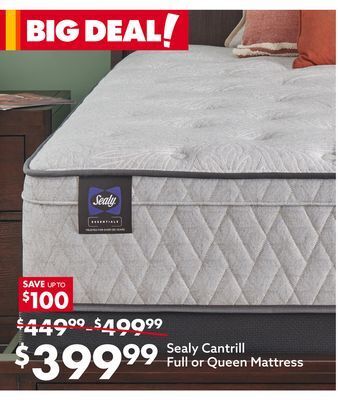 Big Lots Sealy cantrill full or queen mattress offer