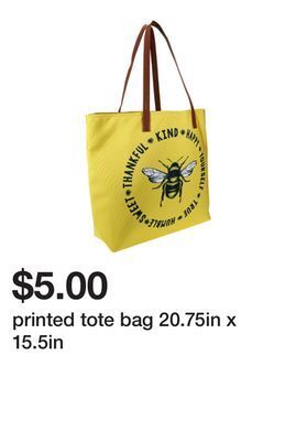 Five Below Printed tote bag 20.75in x 15.5in offer
