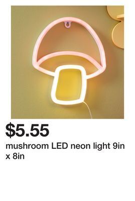 Five Below Mushroom led neon light 9in x 8in offer