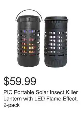 Costco Pic portable solar insect killer lantern with led flame effect, 2-pack offer