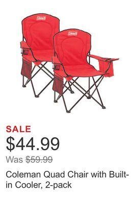 Costco Coleman quad chair with built-in cooler, 2-pack offer