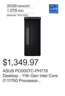 Costco Asus pd500tc-ph778 desktop - 11th gen intel core i7-11700 processor - geforce rtx 3070 - windows 11 offer