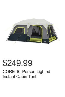 Costco Core 10-person lighted instant cabin tent offer