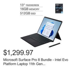 Costco Microsoft surface pro 8 bundle - intel evo platform laptop 11th gen intel core i7-1185g7 - 2880 x 1920 display - windows 11 - offer