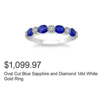 Costco Oval cut blue sapphire and diamond 14kt white gold ring offer