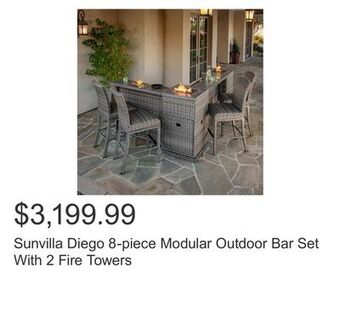 Costco Sunvilla diego 8-piece modular outdoor bar set with 2 fire towers offer