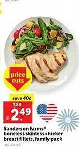 Lidl Sanderson farms boneless skinless chicken breast fillets, family pack offer