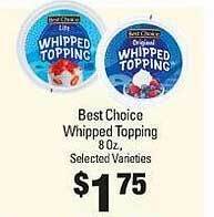 IGA Best choice whipped topping offer