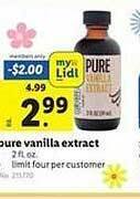 Lidl Pure vanilla extract offer
