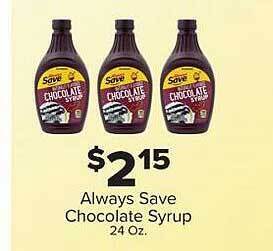 IGA Always save chocolate syrup offer