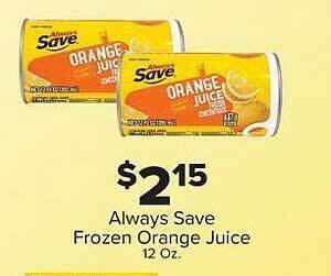 IGA Always save frozen orange juice offer
