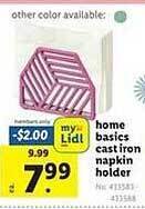 Lidl Home basics cast iron napkin holder offer