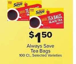 IGA Always save tea bags offer