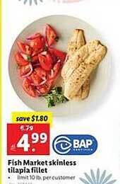 Lidl Fish market skinless tilapia fillet offer