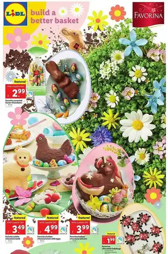 Lidl Favorina easter chocolates, favorina white chocolate lamb, favorina hollow chocolate hen with eggs, favorina hollow chocolate offer