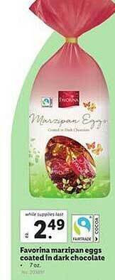 Lidl Favorina marzipan eggs coated in dark chocolate offer