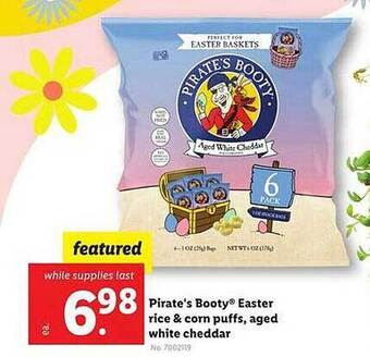 Lidl Pirate's booty easter rice & corn puffs, aged white cheddar offer