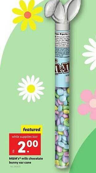 Lidl M&m's milk chocolate bunny ear cane offer