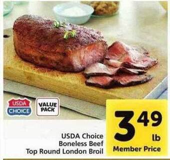 Safeway Usda choice boneless beef top round london broil offer
