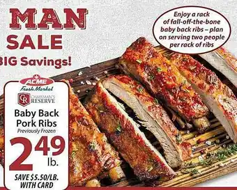 ACME Baby back pork ribs offer