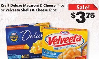 Family Dollar Kraft deluxe macaroni & cheese 14 oz. or velveeta shells & cheese 12 oz. offer
