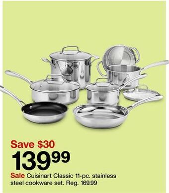Target Cuisinart classic 11-pc. stainless steel cookware set offer