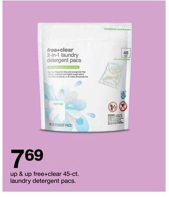 Target Up & up free + clear 45-ct. laundry detergent pacs offer