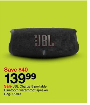 Target Jbl charge 5 portable bluetooth waterproof speaker offer