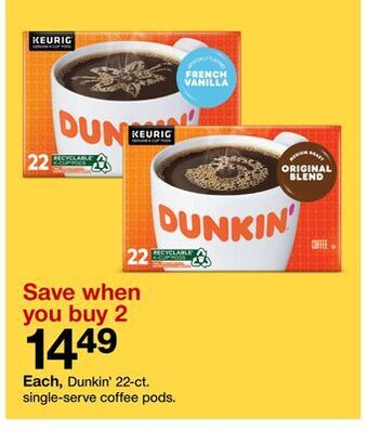 Target Dunkin' 22-ct. single-serve coffee pods offer