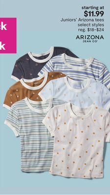 JC Penney Juniors' arizona tees offer
