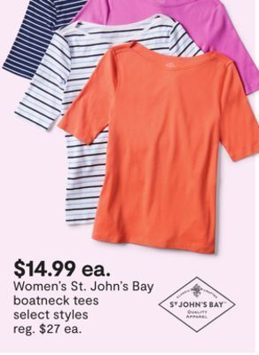 JC Penney Women's st. john's bay boatneck tees offer