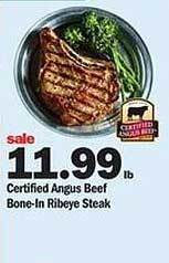 Meijer Certified angus beef bone-in ribeye steak offer