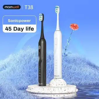 AliExpress Mornwell electric sonic toothbrush t38 usb charge adult waterproof ultrasonic automatic tooth brush 8 brushes replacement hea offer
