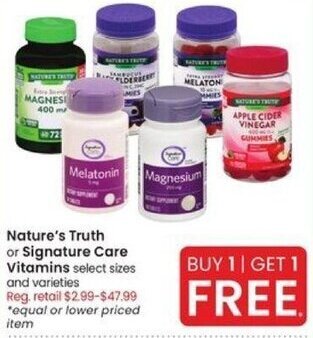 Albertsons Nature's Truth or Signature Care Vitamins offer