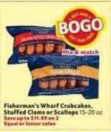 Winn Dixie Fisherman's wharf crabcakes, stuffed clams or scallops offer