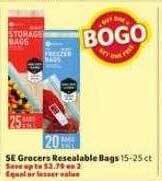 Winn Dixie Se grocers resealable bags offer